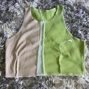 Nude/Green Crop Top